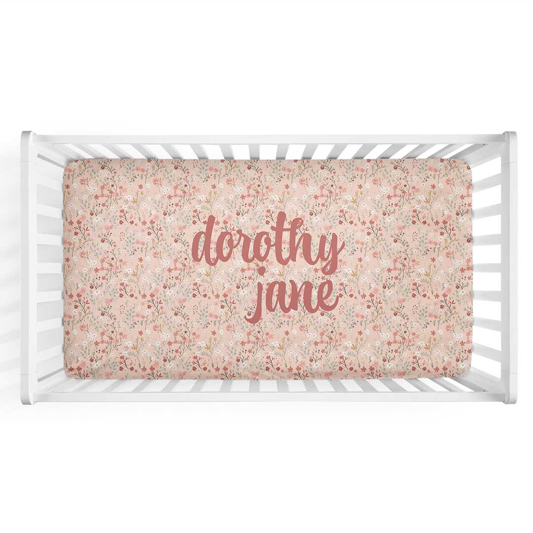 Autumn Blooms Personalized Crib Sheet