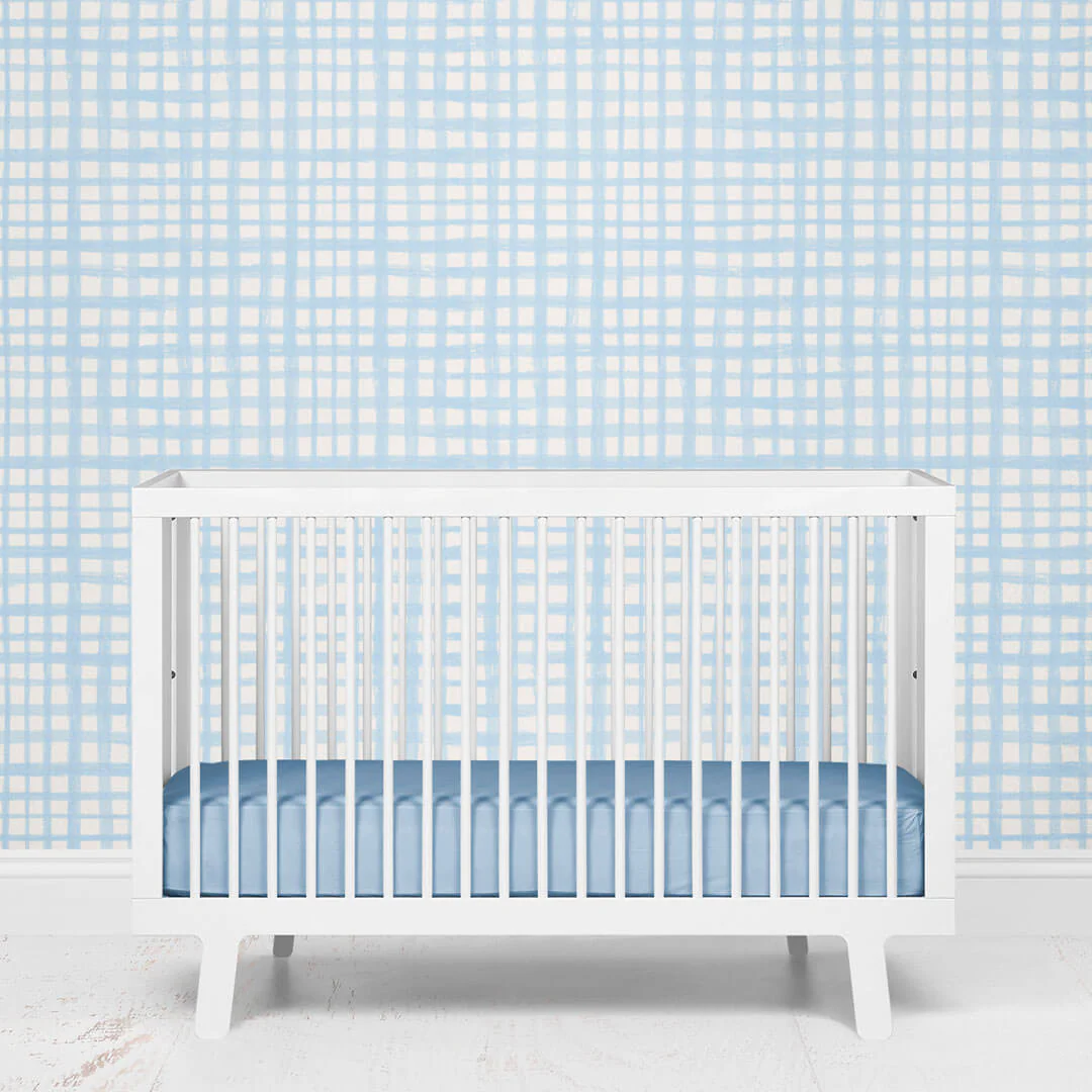 Baby Blue Plaid Removable Wallpaper - Image 2