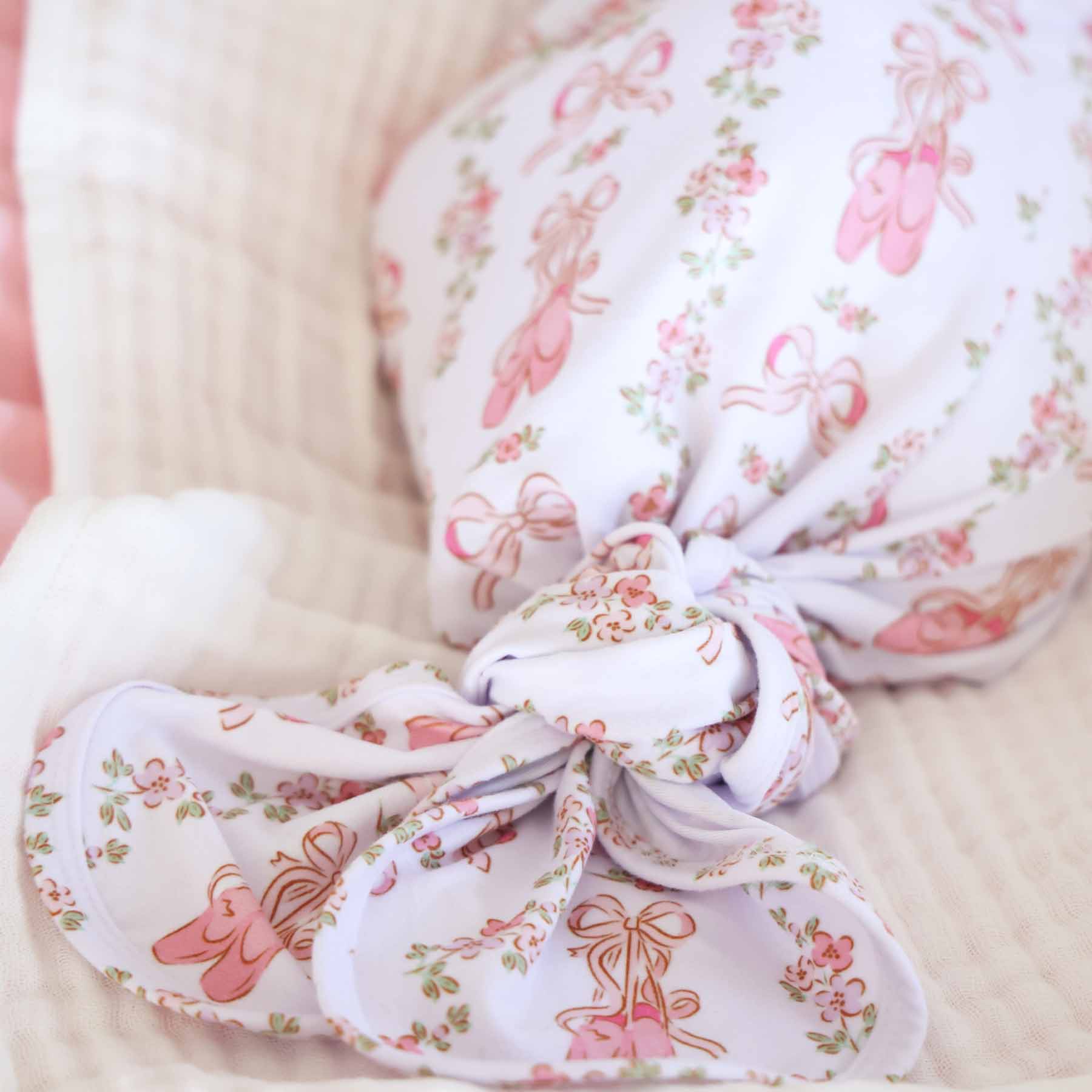 Ballet Blossoms Newborn Baby Knot Gown & Hat Set - Image 7
