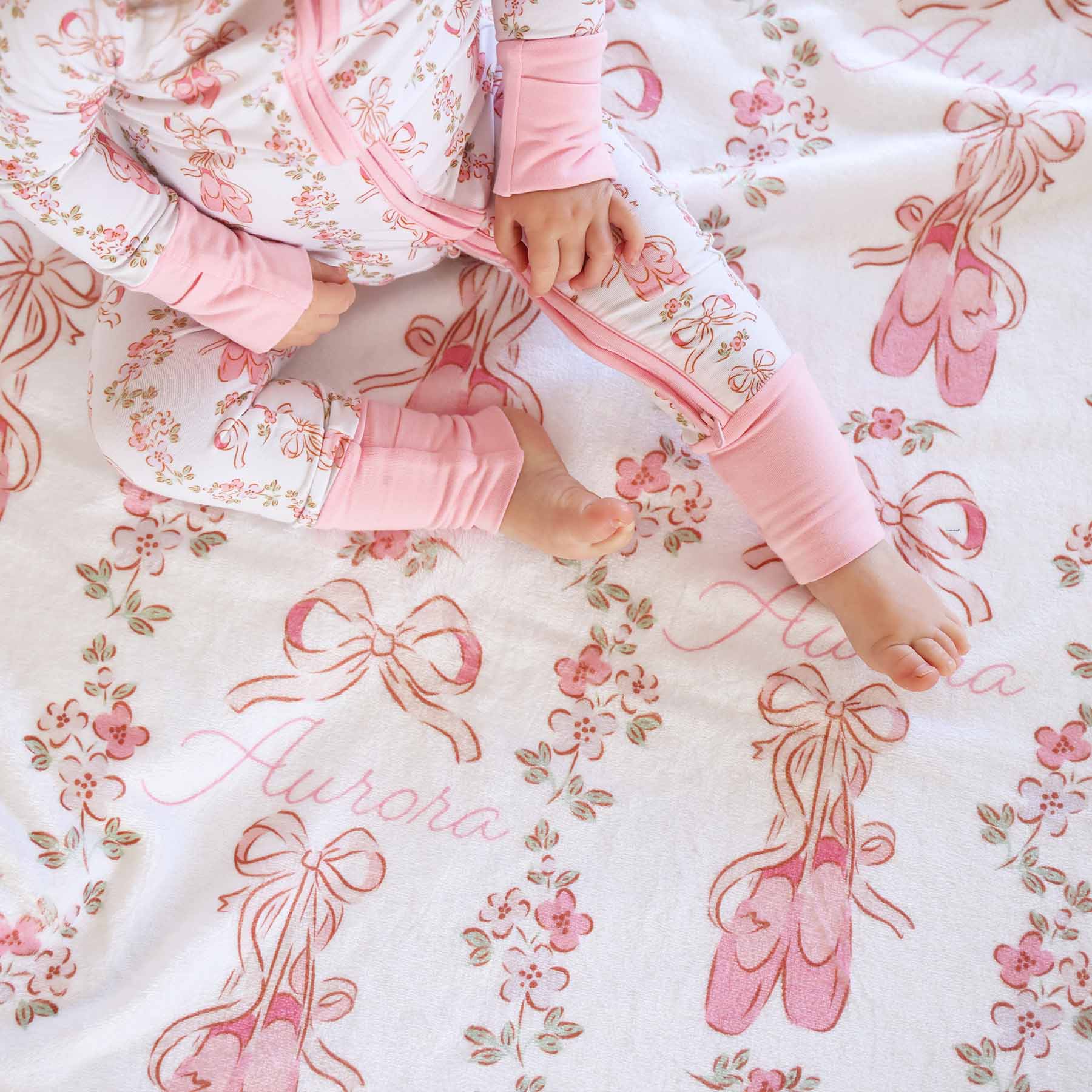 Ballet Blossoms Personalized Kids Blanket - Image 2