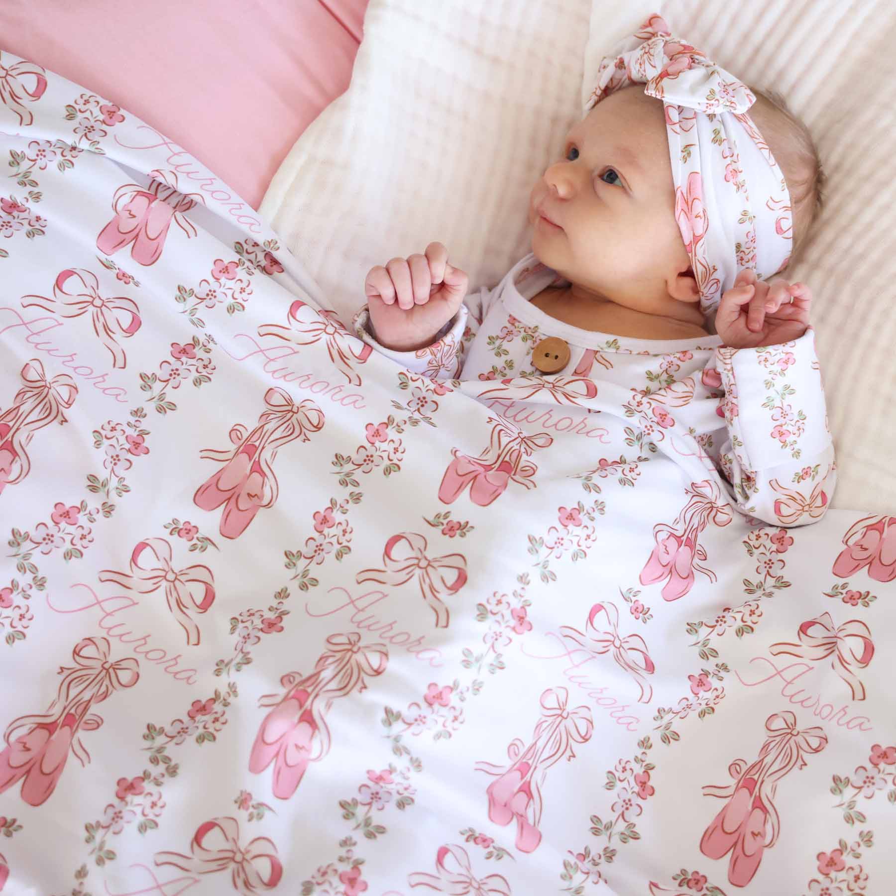 Ballet Blossoms Personalized Swaddle Blanket - Image 3