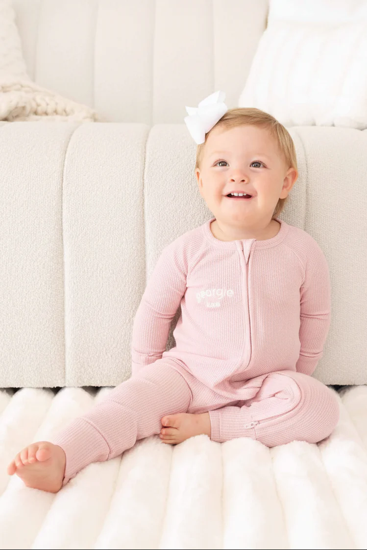 Embroidered Bamboo Waffle Convertible Zip Rompers | In Bloom - Image 15