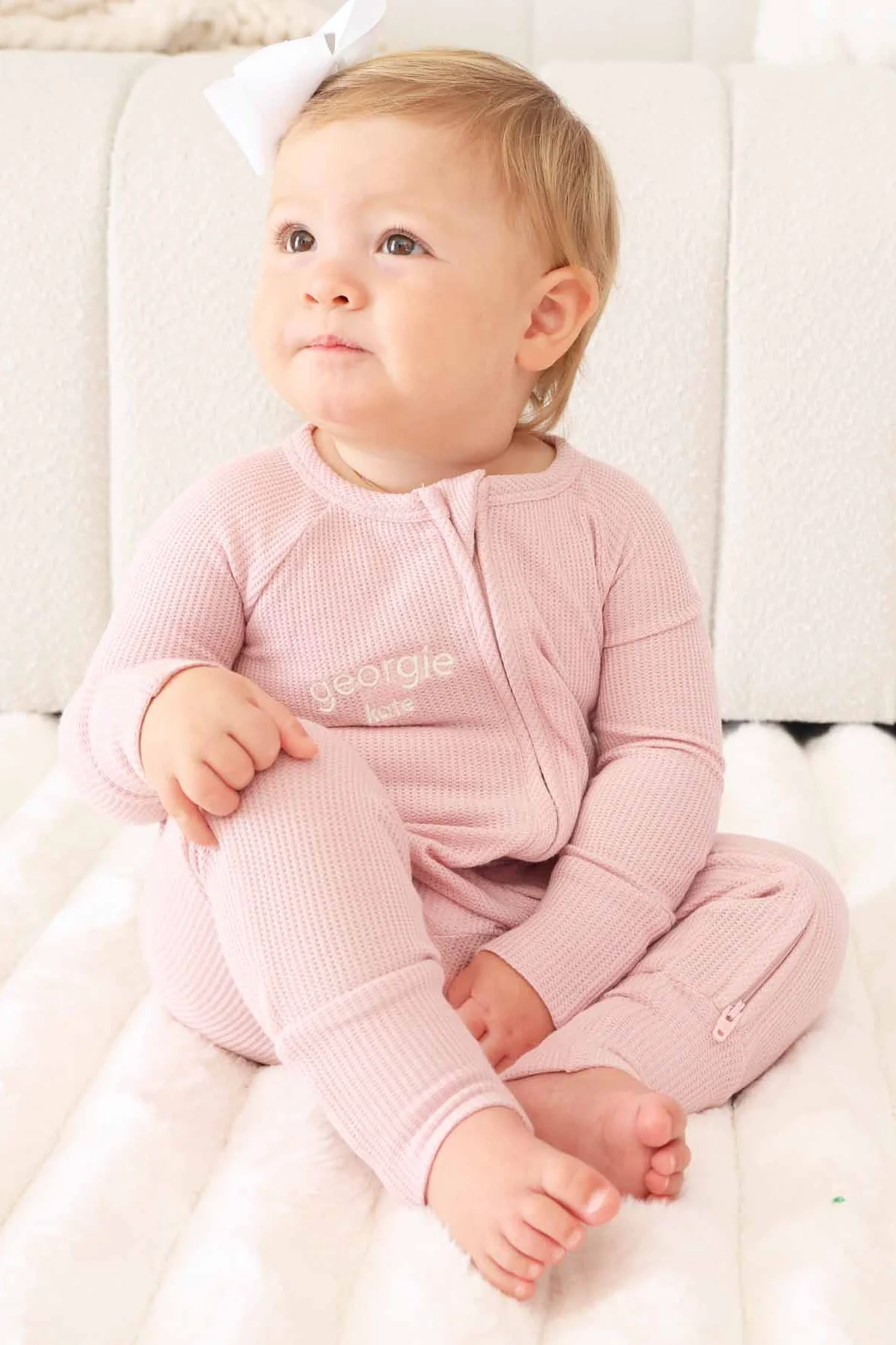 Embroidered Bamboo Waffle Convertible Zip Rompers | In Bloom - Image 17