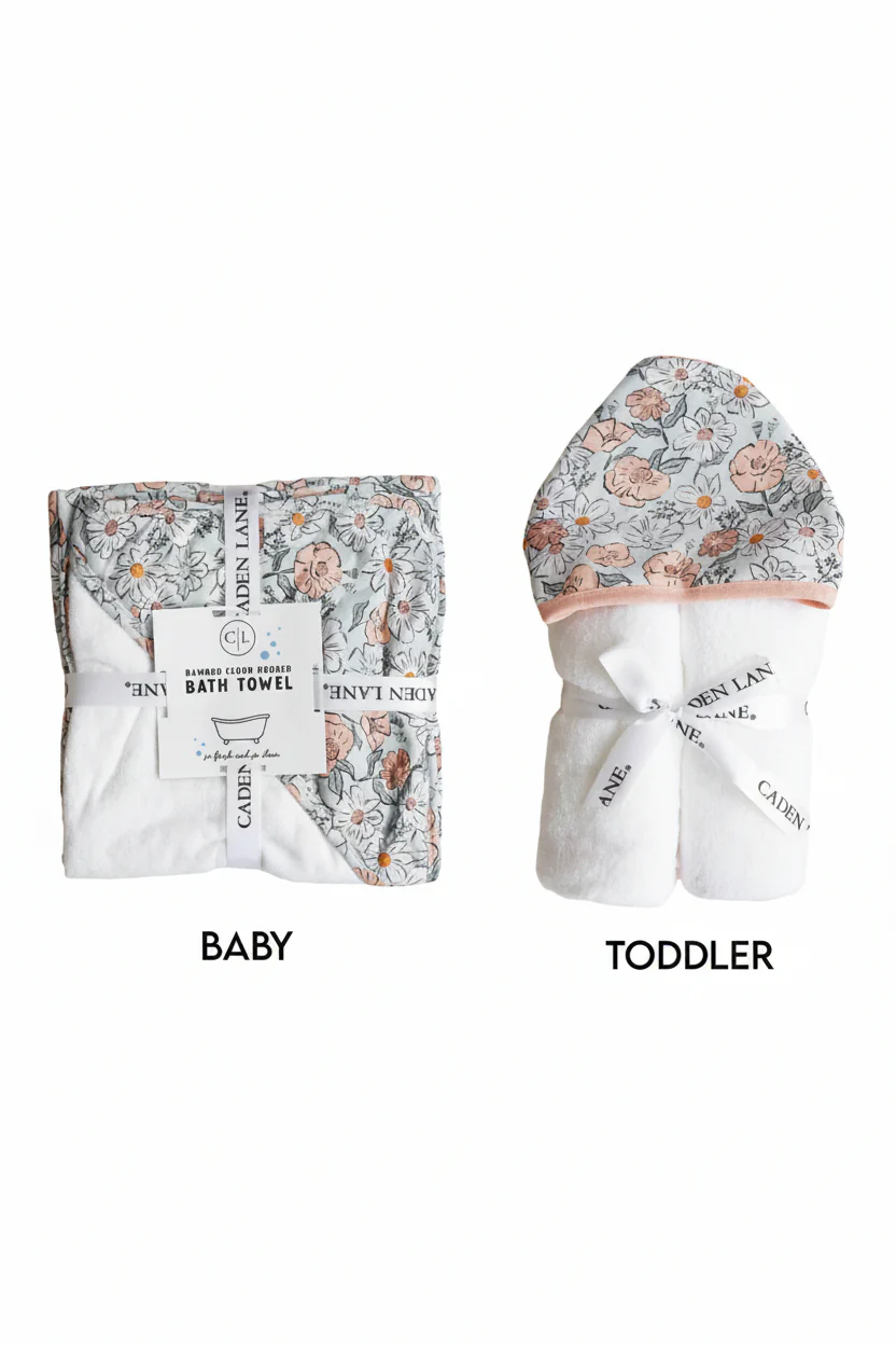 Bamboo Hooded Towel | Peach Poppies - Image 2