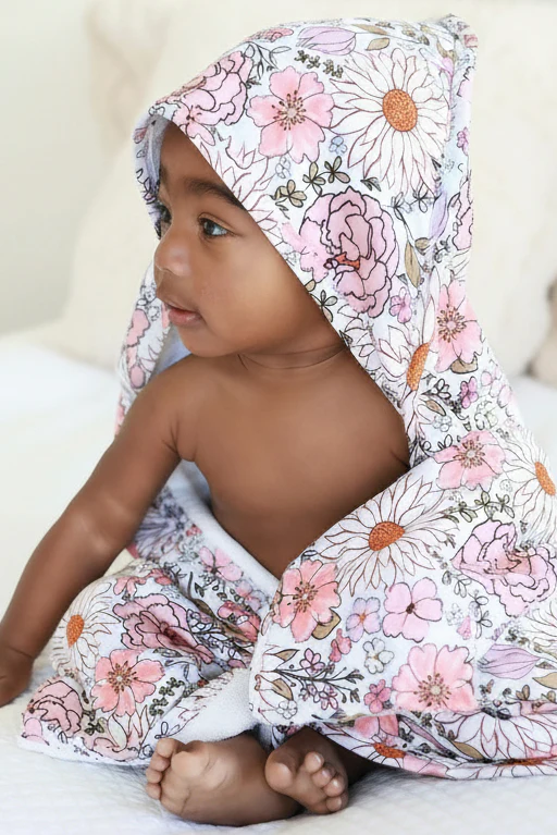 Bamboo Hooded Towel | Purple Floral - Image 5