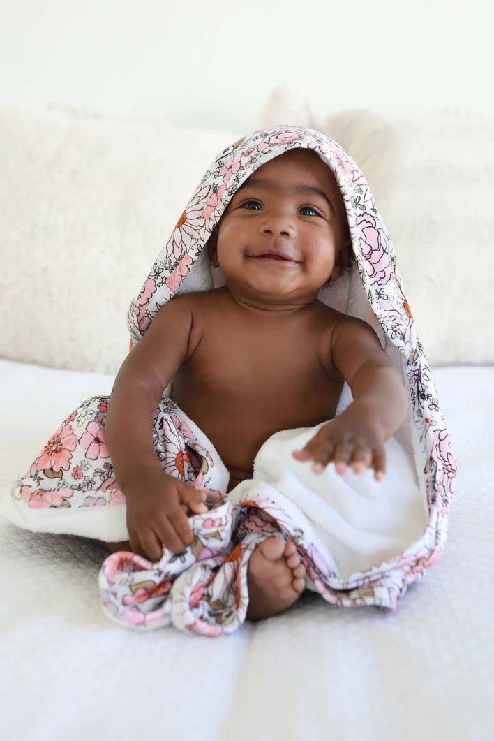 Bamboo Hooded Towel | Purple Floral - Image 6