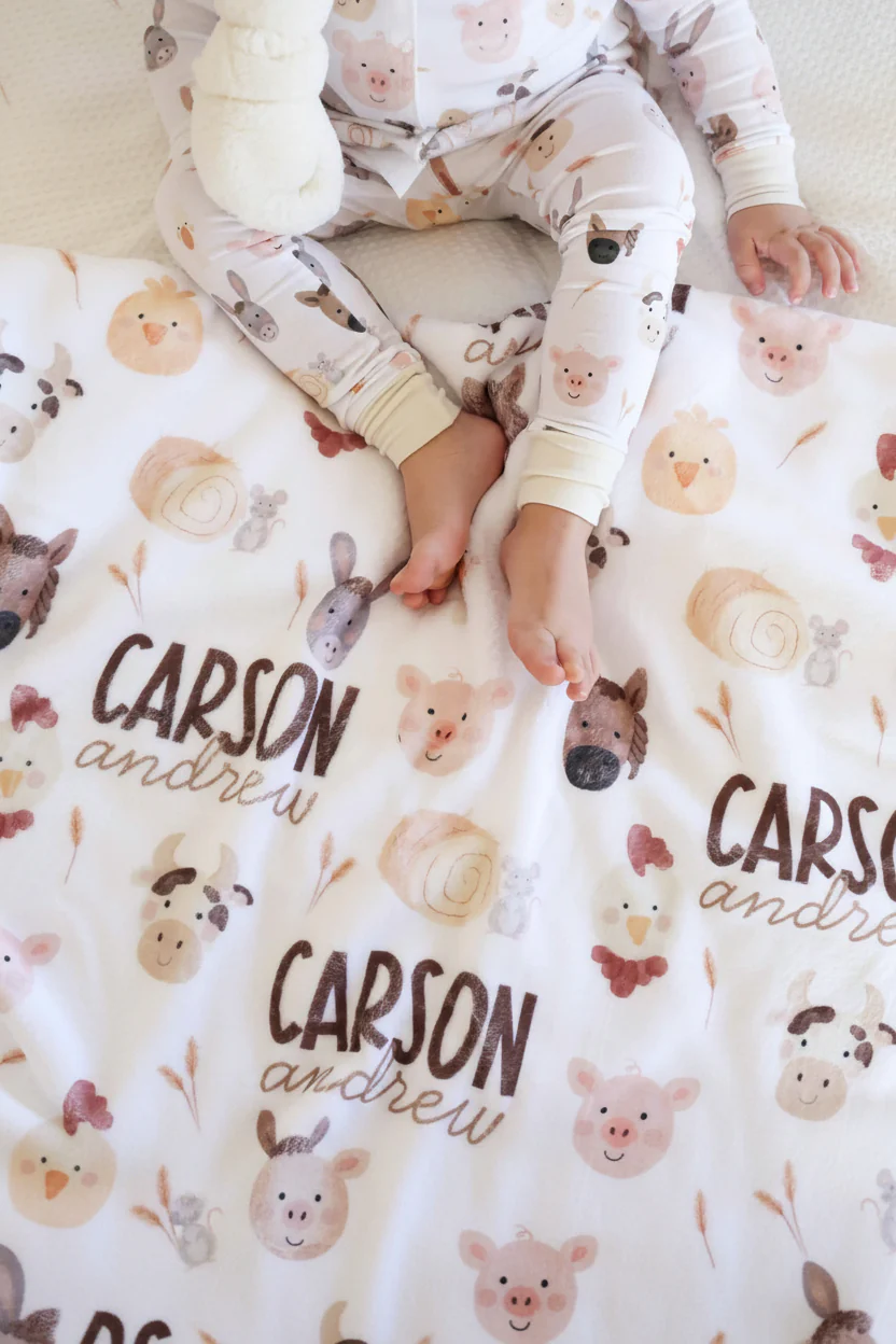 Barnyard Buddies Personalized Kids Blanket