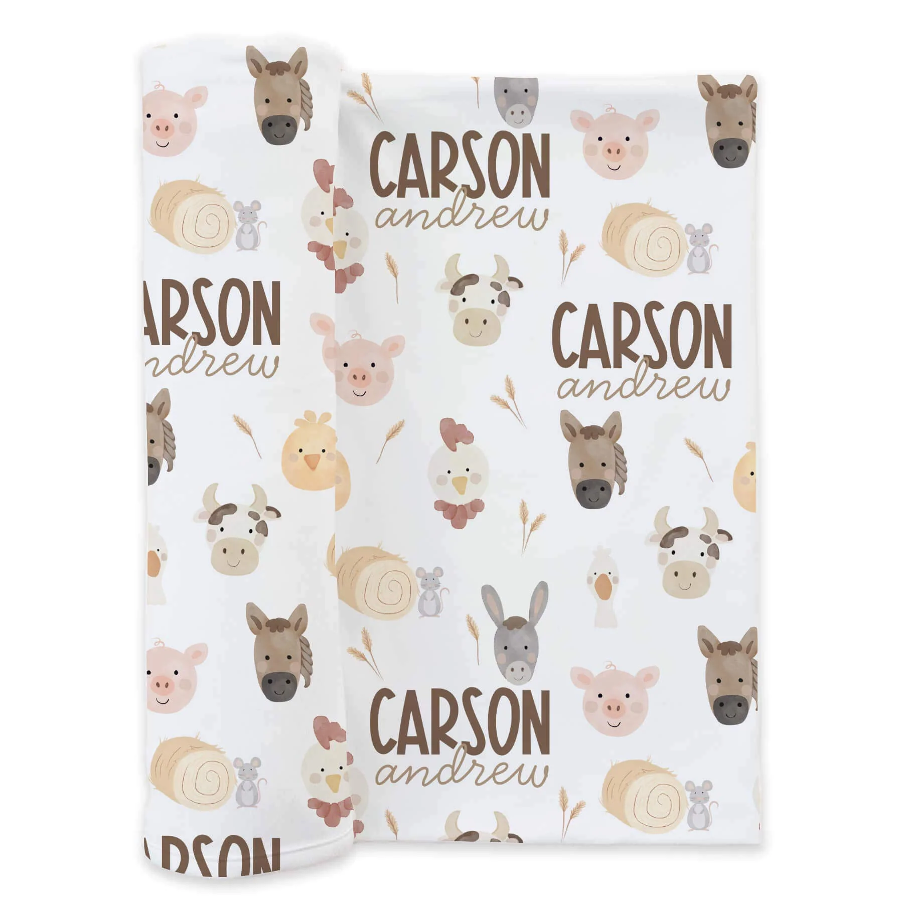 Barnyard Buddies Personalized Swaddle Blanket