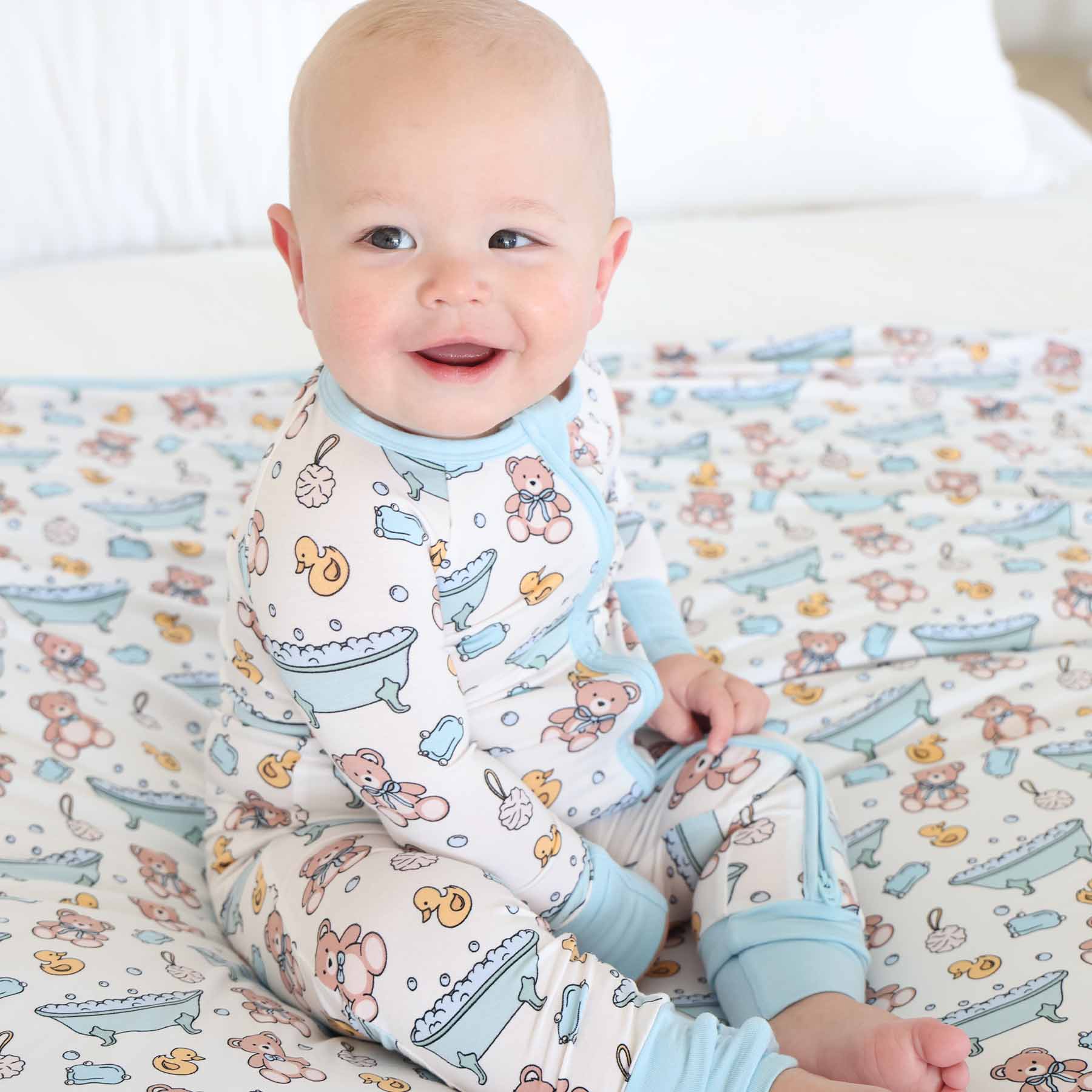 Bathtime Besties Convertible Zip Romper | Blue - Image 5