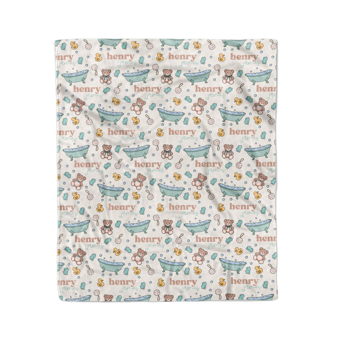 Bathtime Besties Personalized Kids Blanket | Blue - Image 4