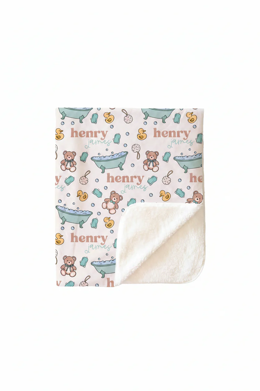 Bathtime Besties Personalized Kids Blanket | Blue - Image 6
