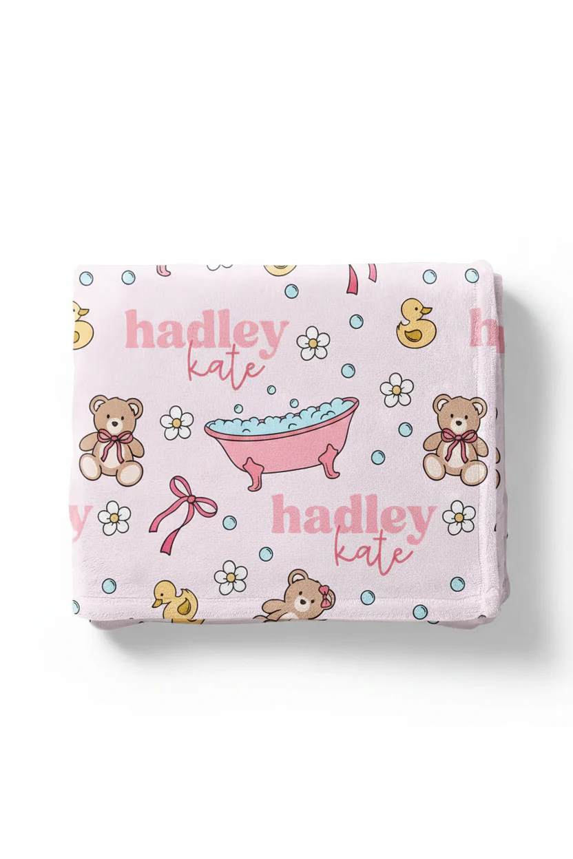 Bathtime Besties Personalized Kids Blanket | Pink - Image 2