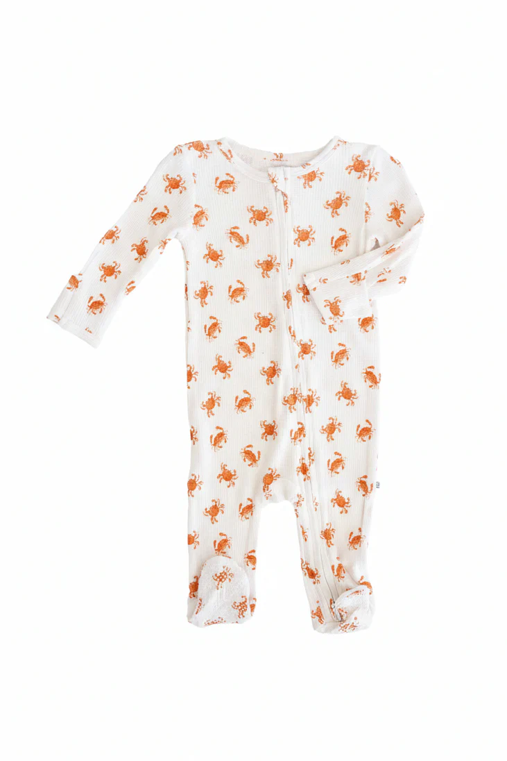 Beachy Bamboo Waffle Zipper Footies - Image 2