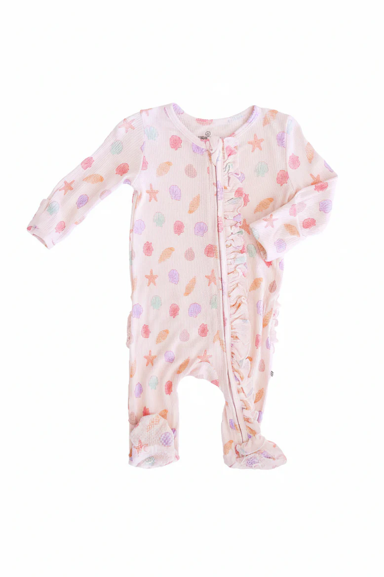 Beachy Bamboo Waffle Zipper Footies - Image 5