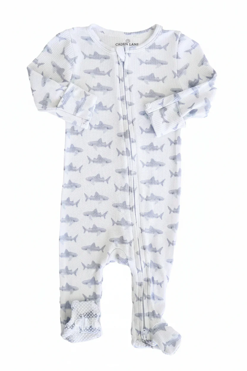 Beachy Bamboo Waffle Zipper Footies - Image 8