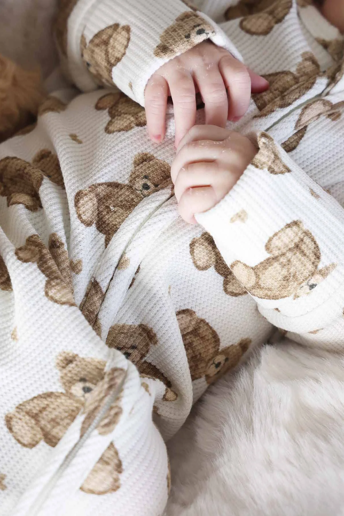 Beary Sweet Bamboo Waffle Zipper Footie - Image 10