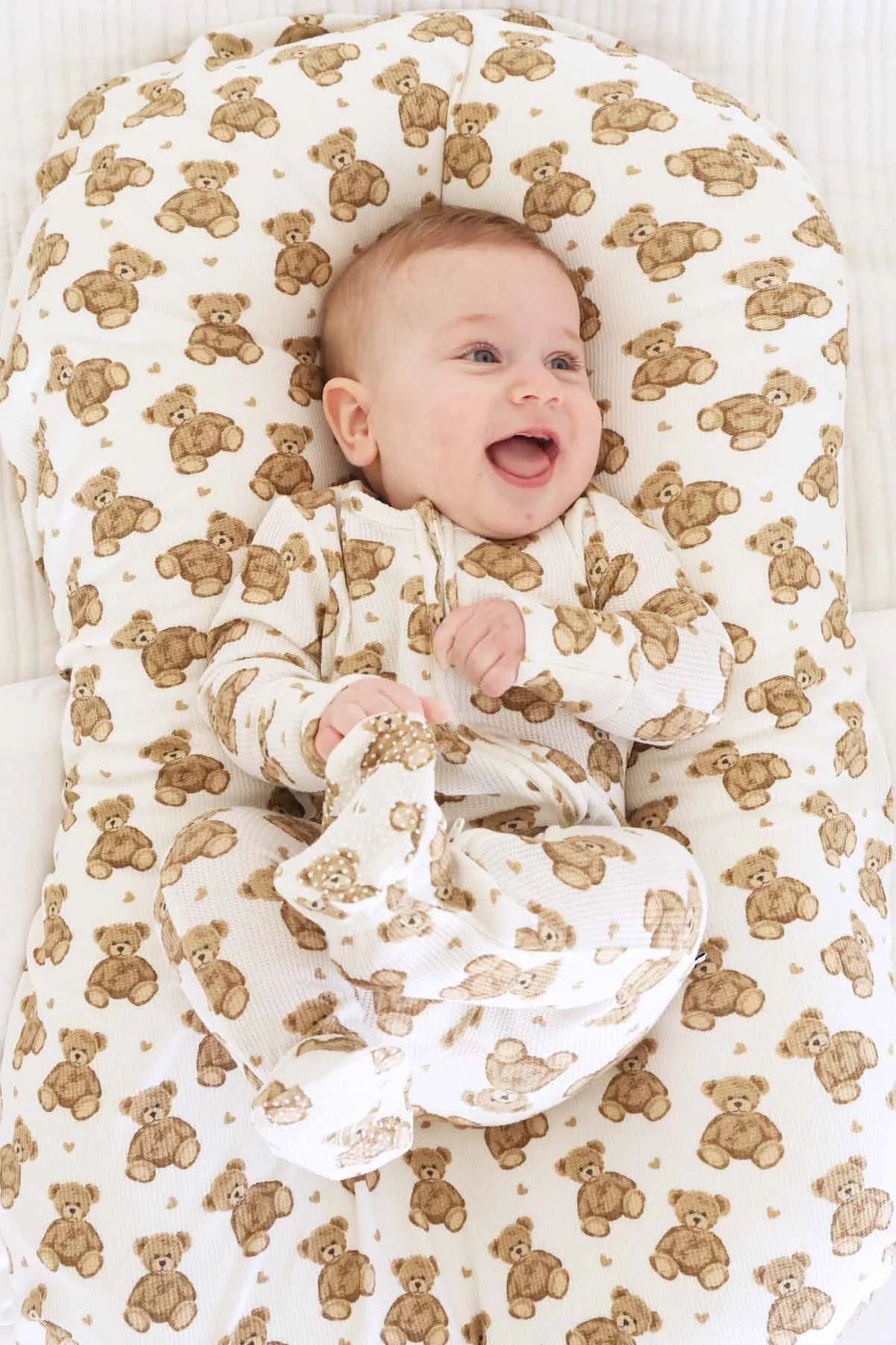 Beary Sweet Bamboo Waffle Zipper Footie - Image 3