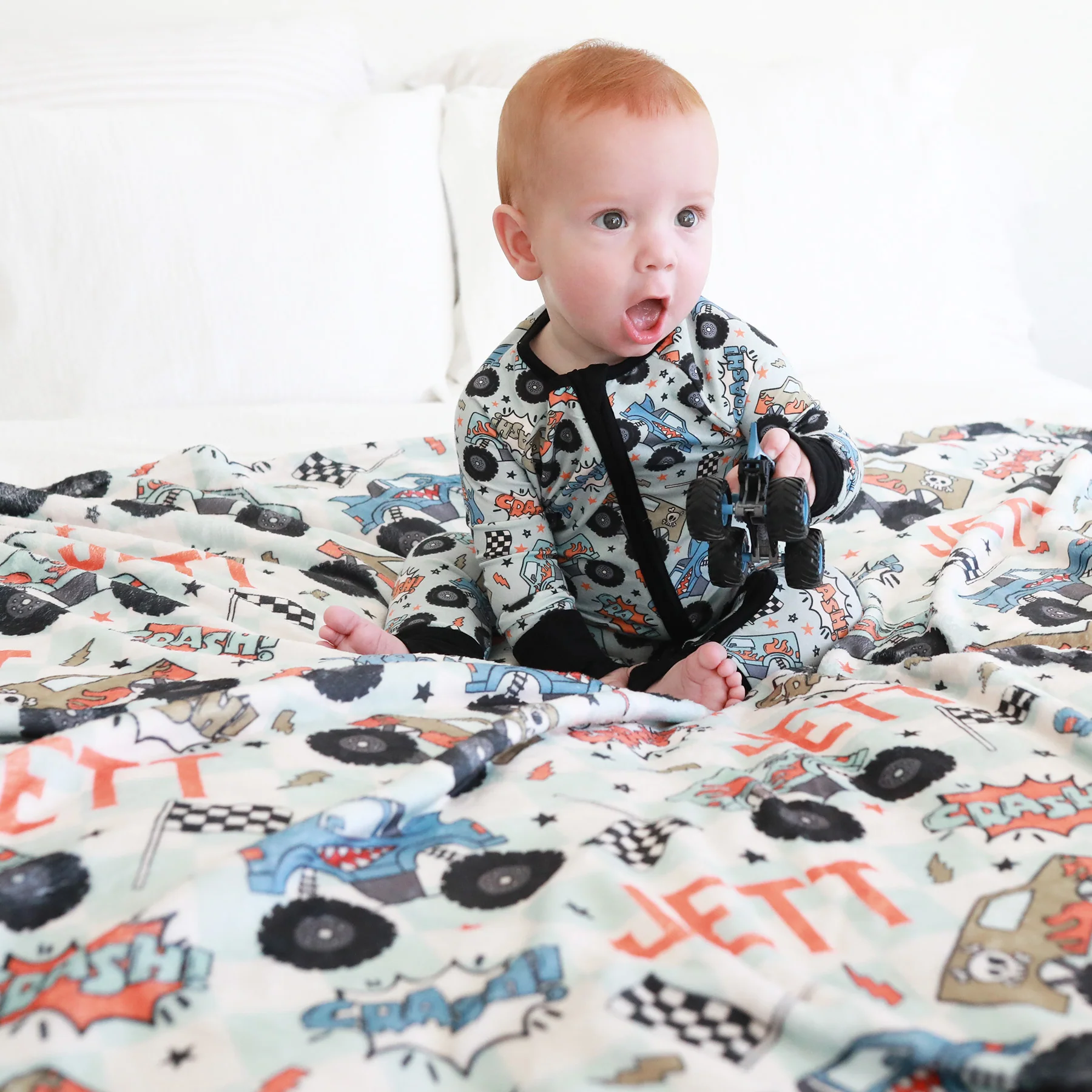Big Wheelin' Personalized Kids Blanket - Image 4