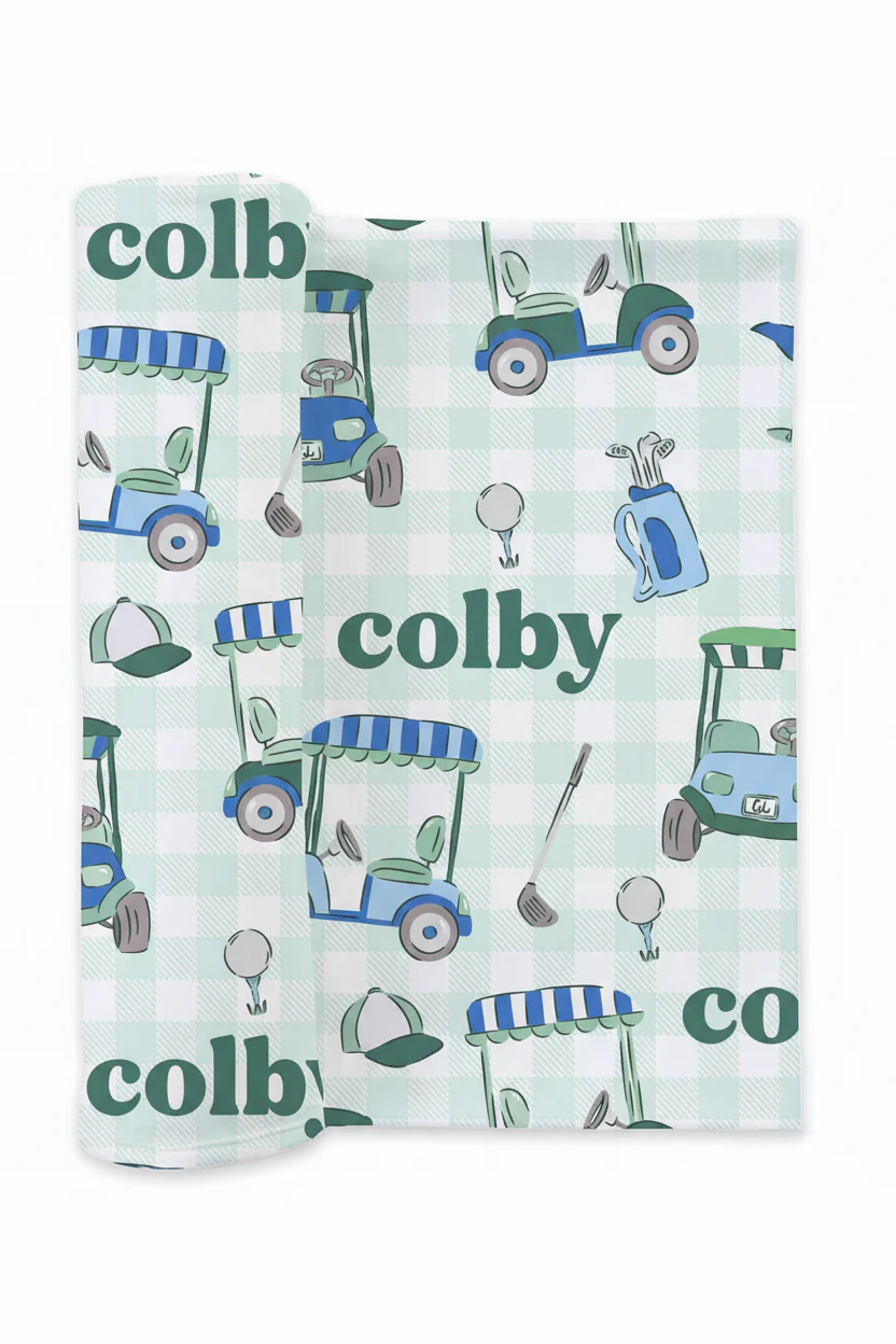Birdie Babes Personalized Swaddle Blanket | Green - Image 2