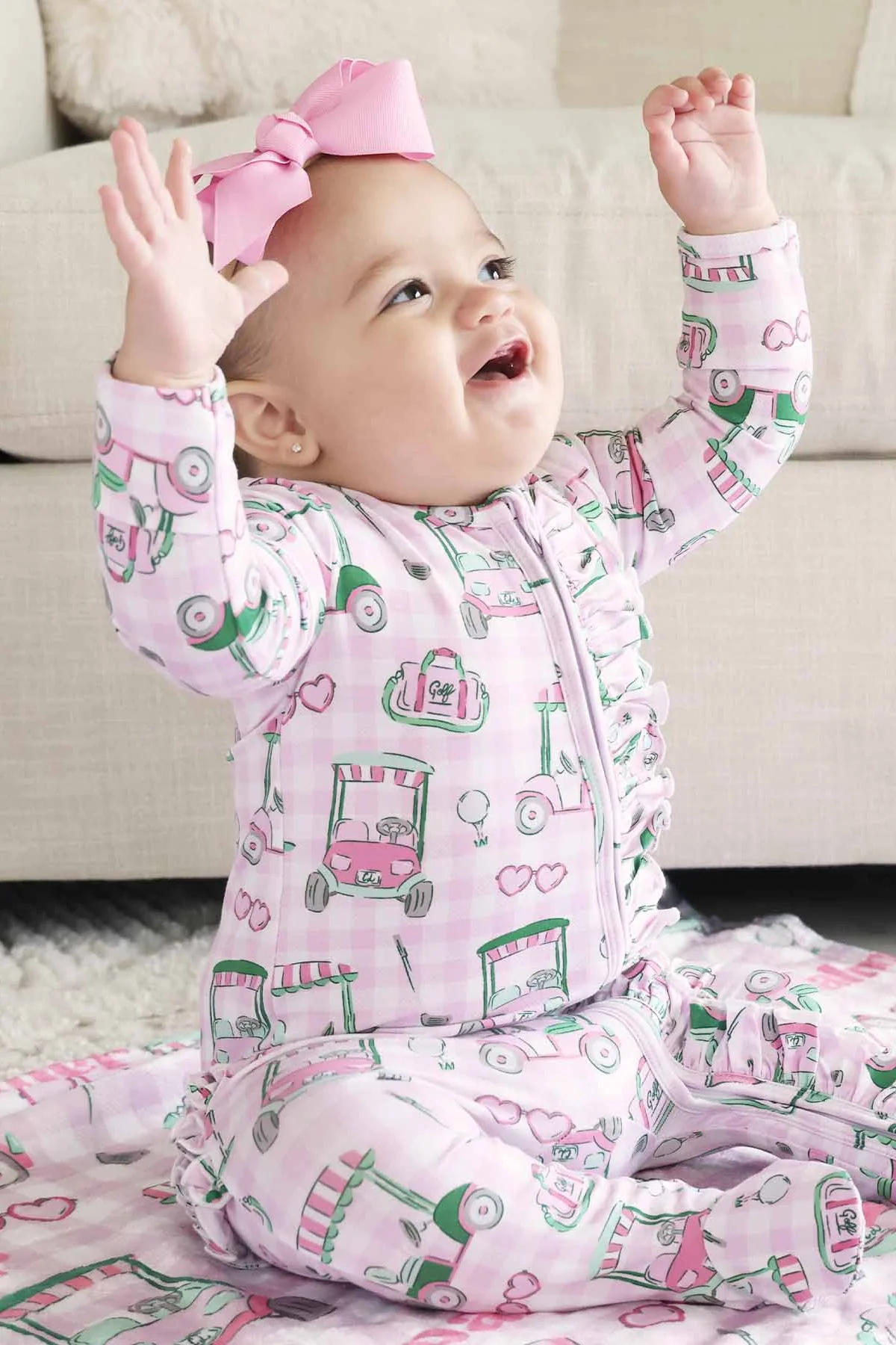 Birdie Babes Ruffle Zipper Footie | Pink - Image 10