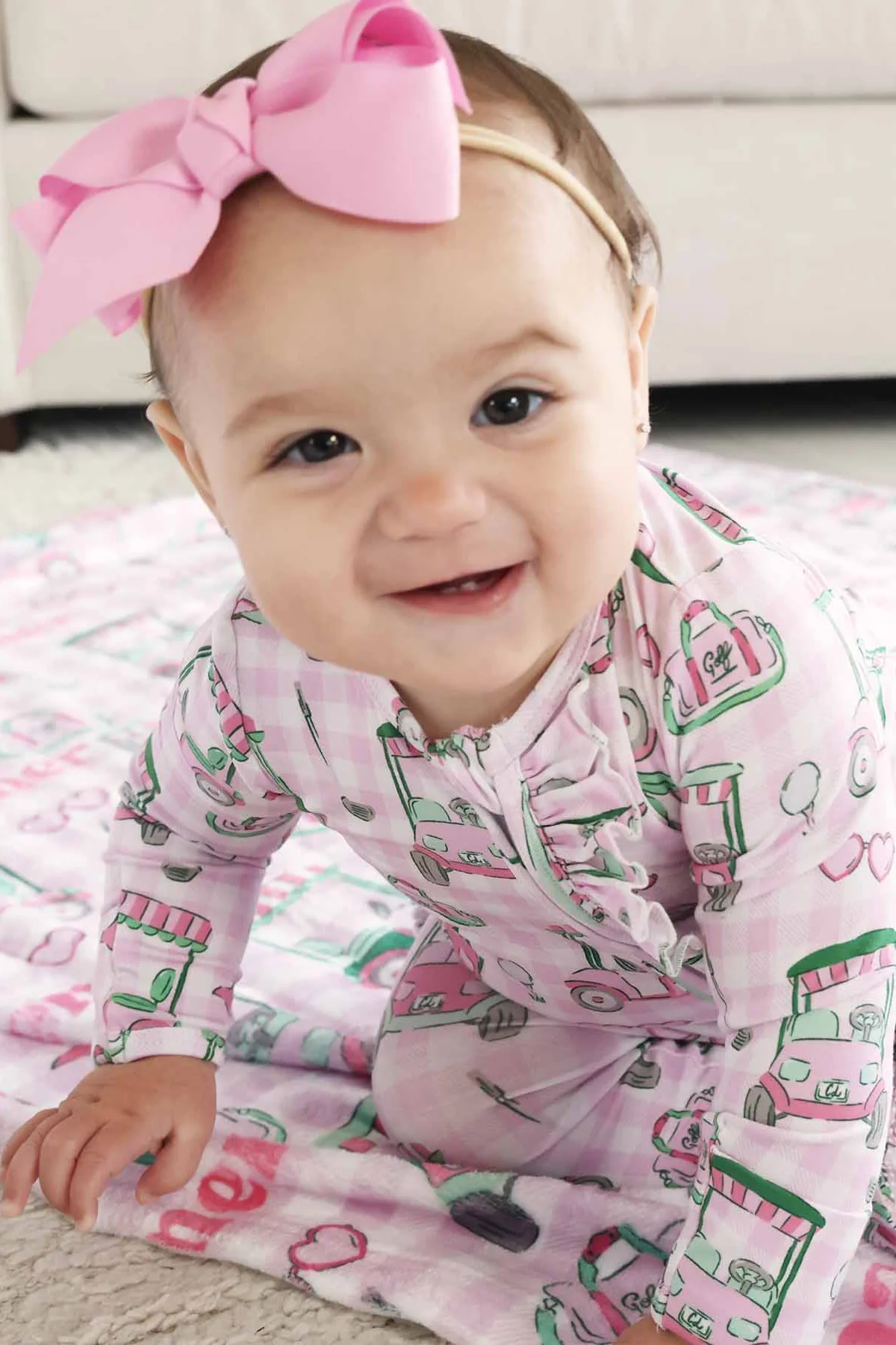 Birdie Babes Ruffle Zipper Footie | Pink - Image 12