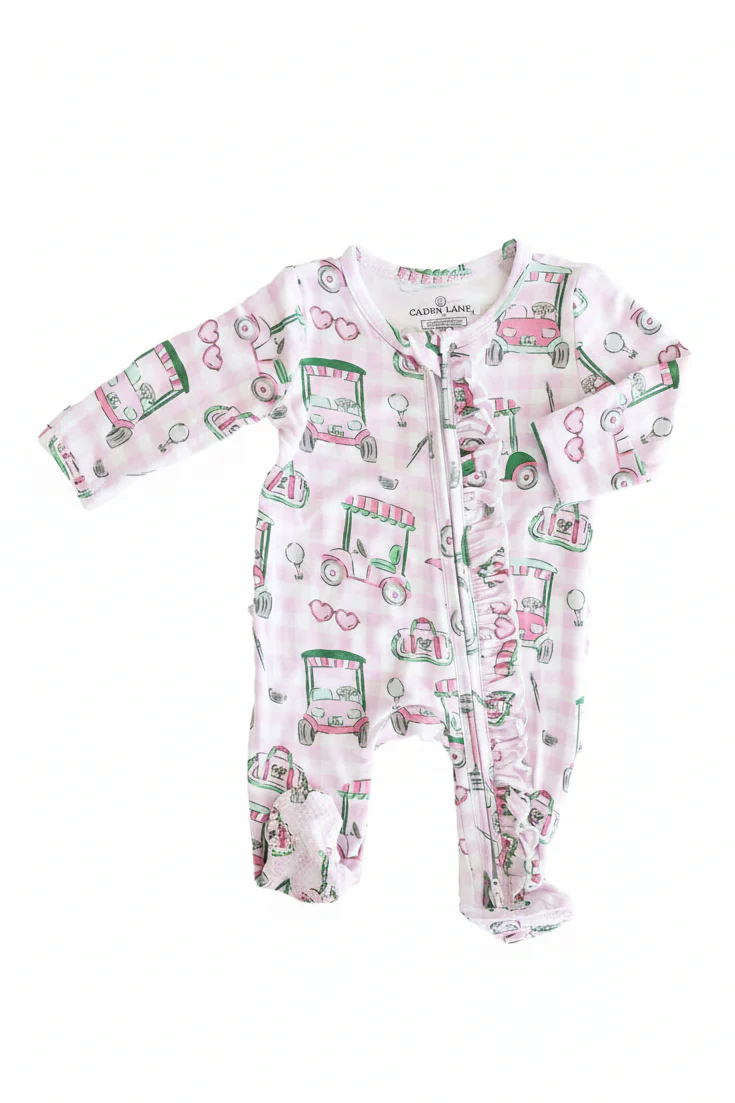 Birdie Babes Ruffle Zipper Footie | Pink - Image 13