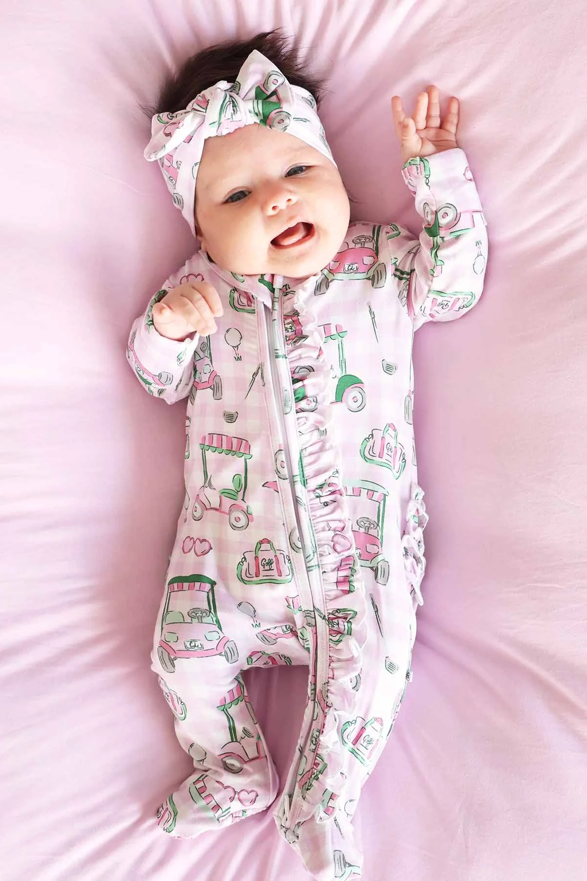 Birdie Babes Ruffle Zipper Footie | Pink - Image 14