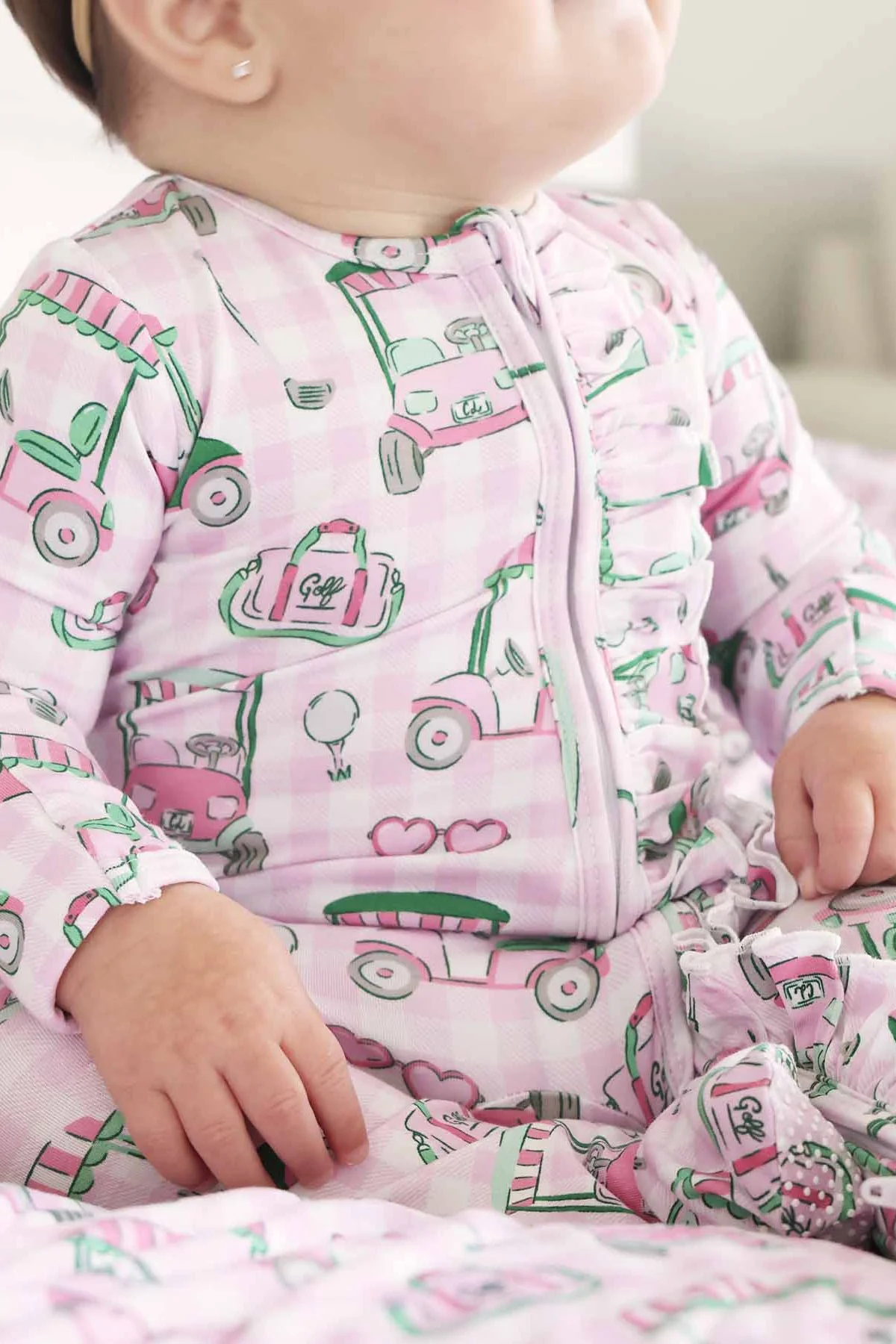 Birdie Babes Ruffle Zipper Footie | Pink - Image 16