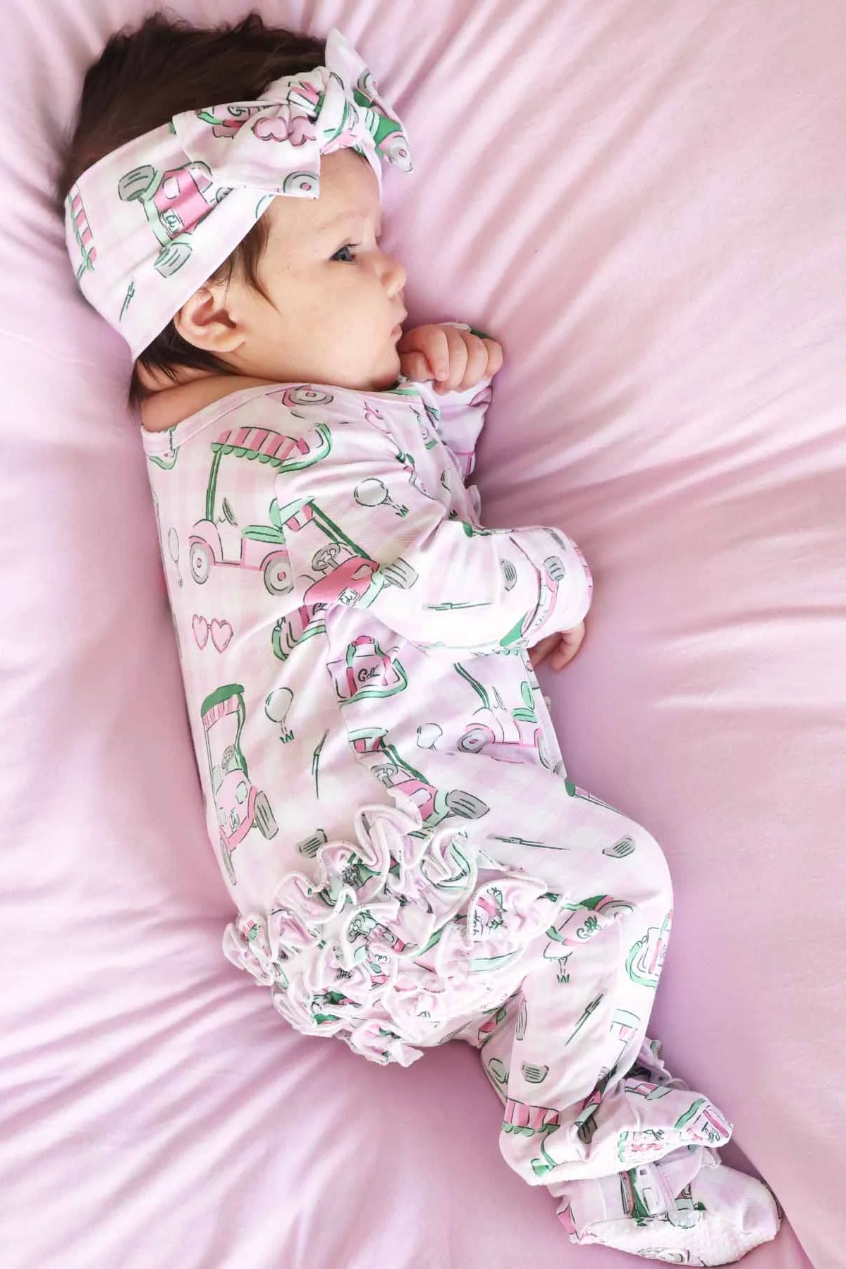 Birdie Babes Ruffle Zipper Footie | Pink - Image 5