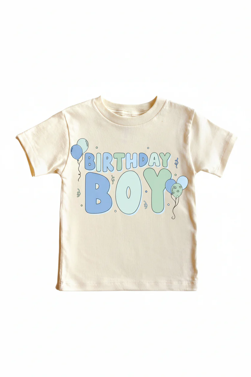 Birthday Boy Graphic Bodysuit & Kids Tee | Natural - Image 3