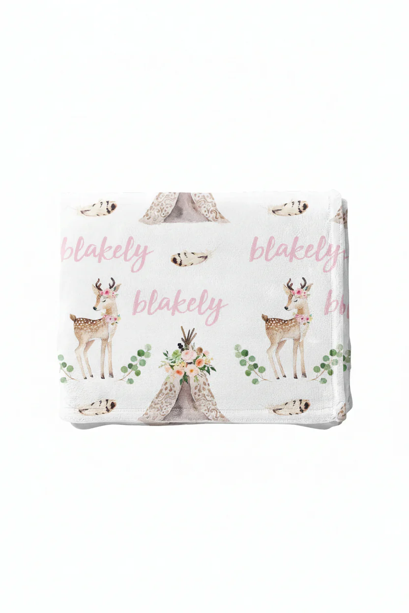 Blakely's Boho Deer Personalized Toddler Blanket