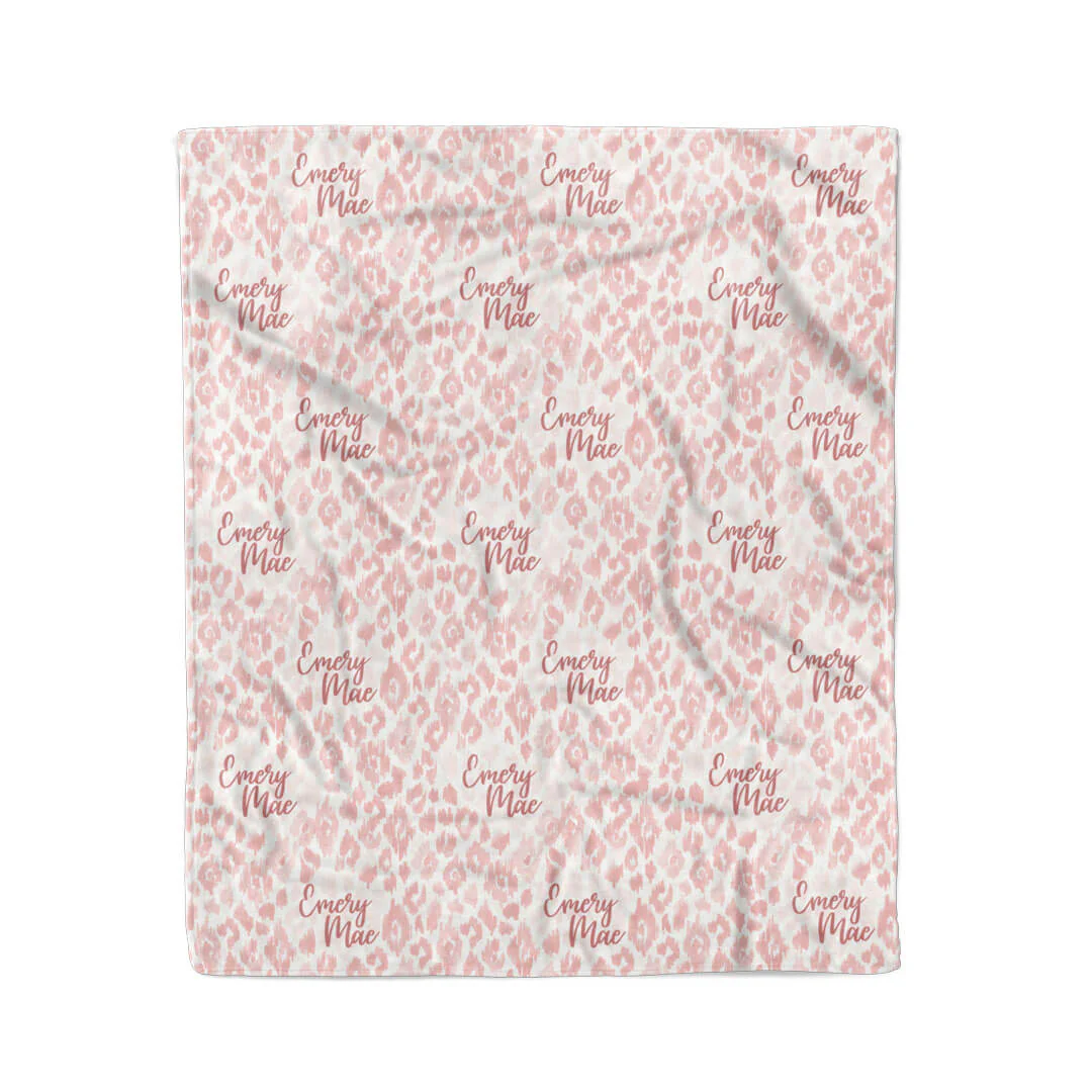 Blush Leopard Personalized Kids Blanket - Image 2