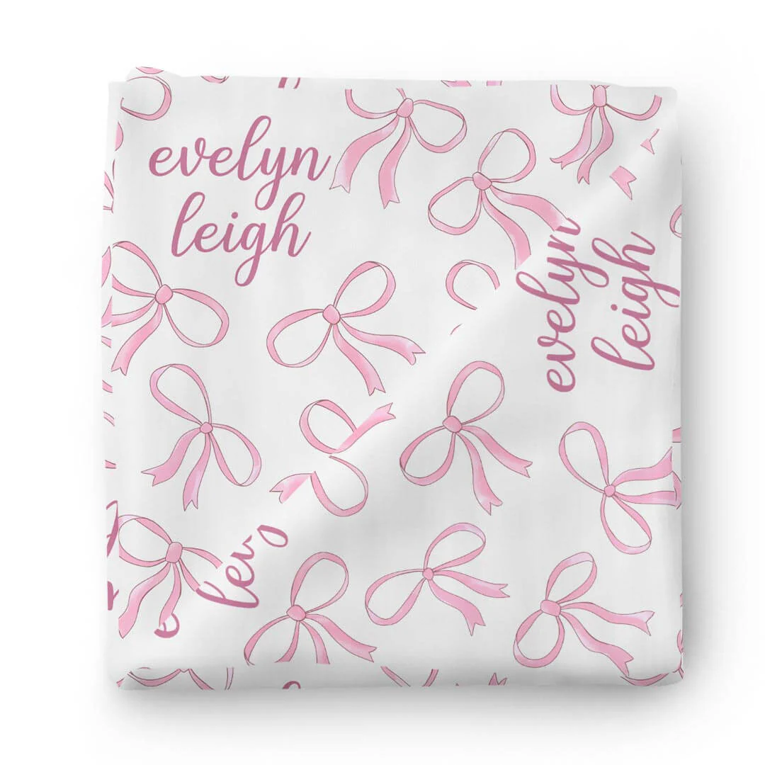 Blushing Bows Personalized Swaddle Blanket - Image 2