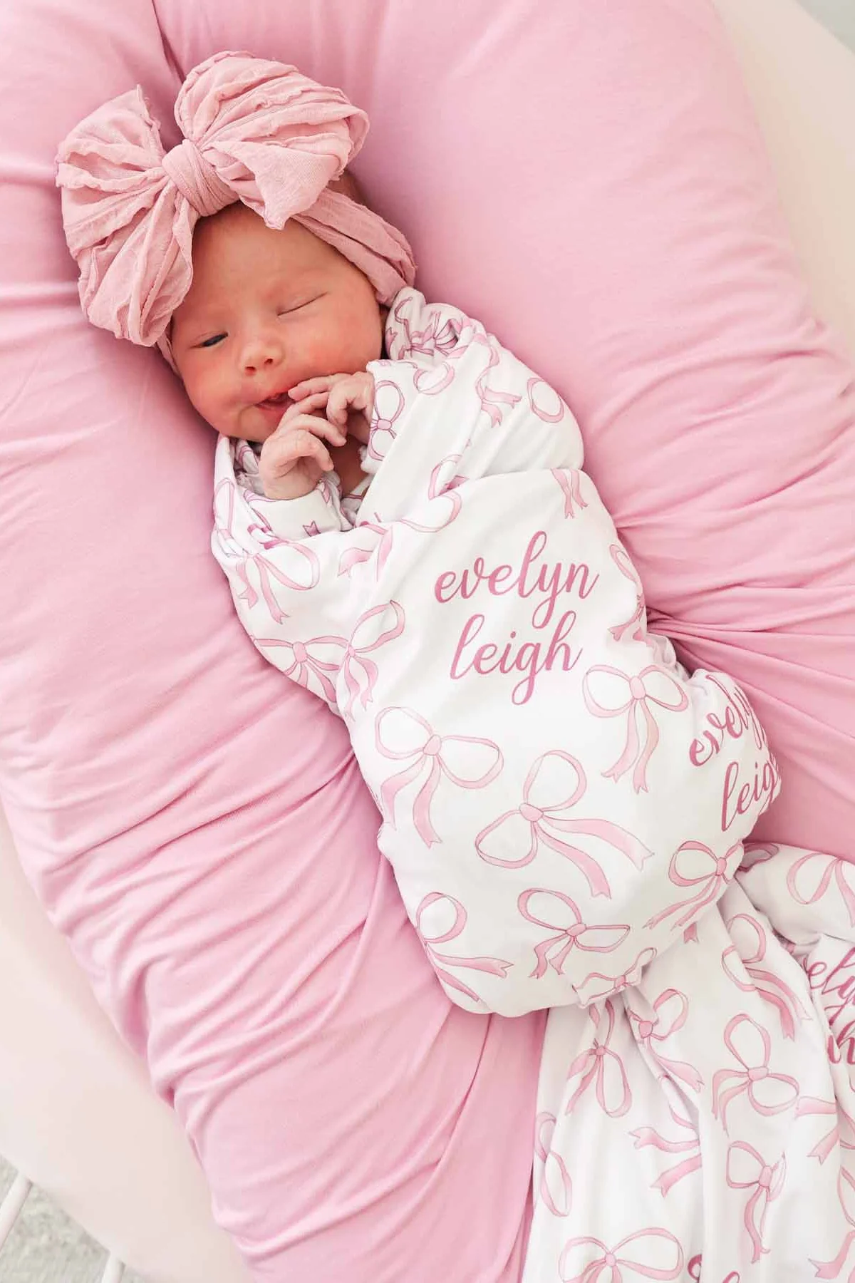 Blushing Bows Personalized Swaddle Blanket - Image 3