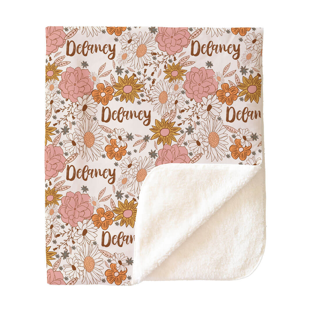 Boho Floral Personalized Kids Blanket - Image 3