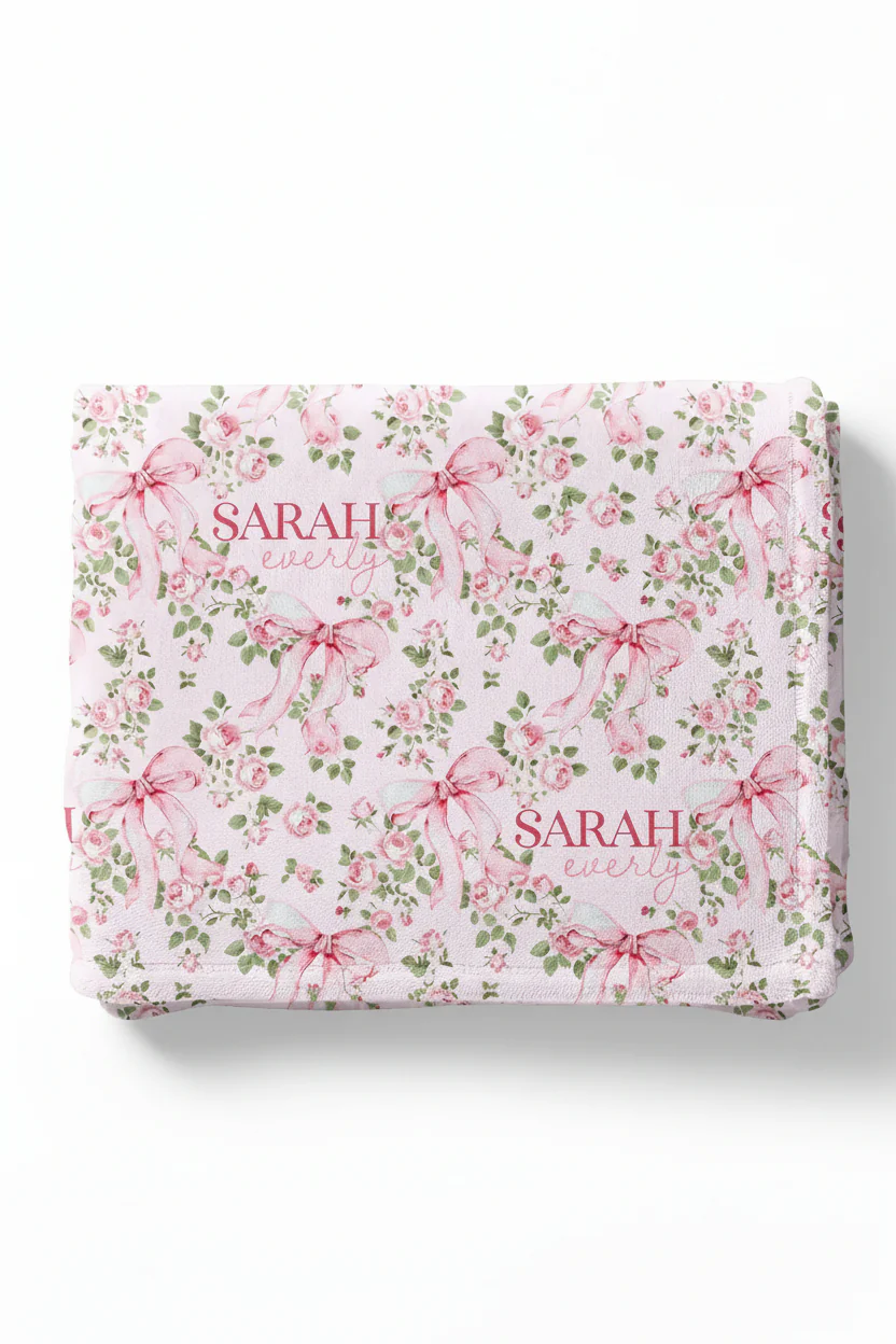 Bows in Bloom Personalized Kids Blanket