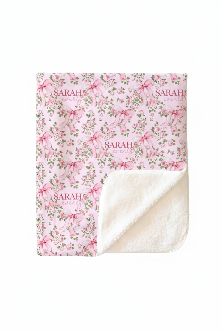 Bows in Bloom Personalized Kids Blanket - Image 6