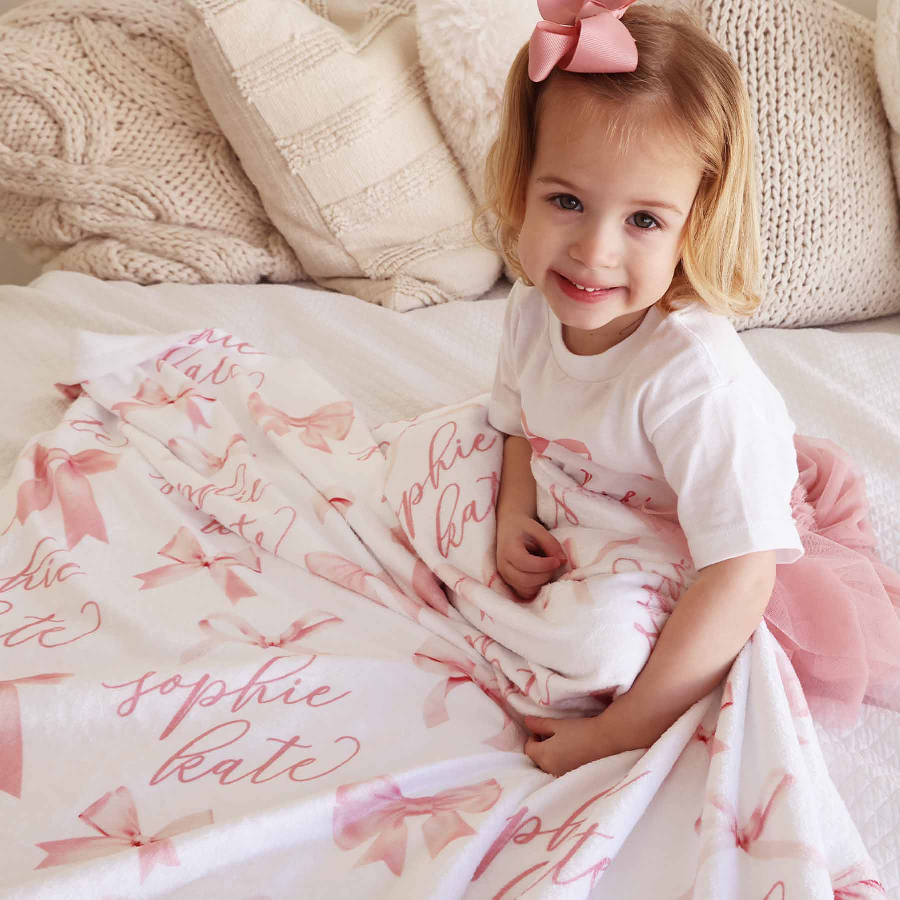 Bow Personalized Kids Blanket - Image 18