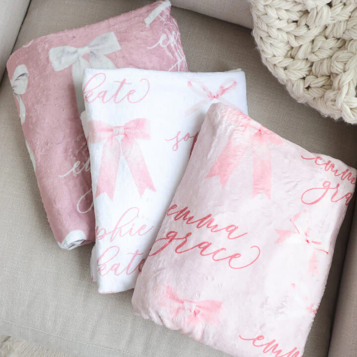 Bow Personalized Kids Blanket - Image 2