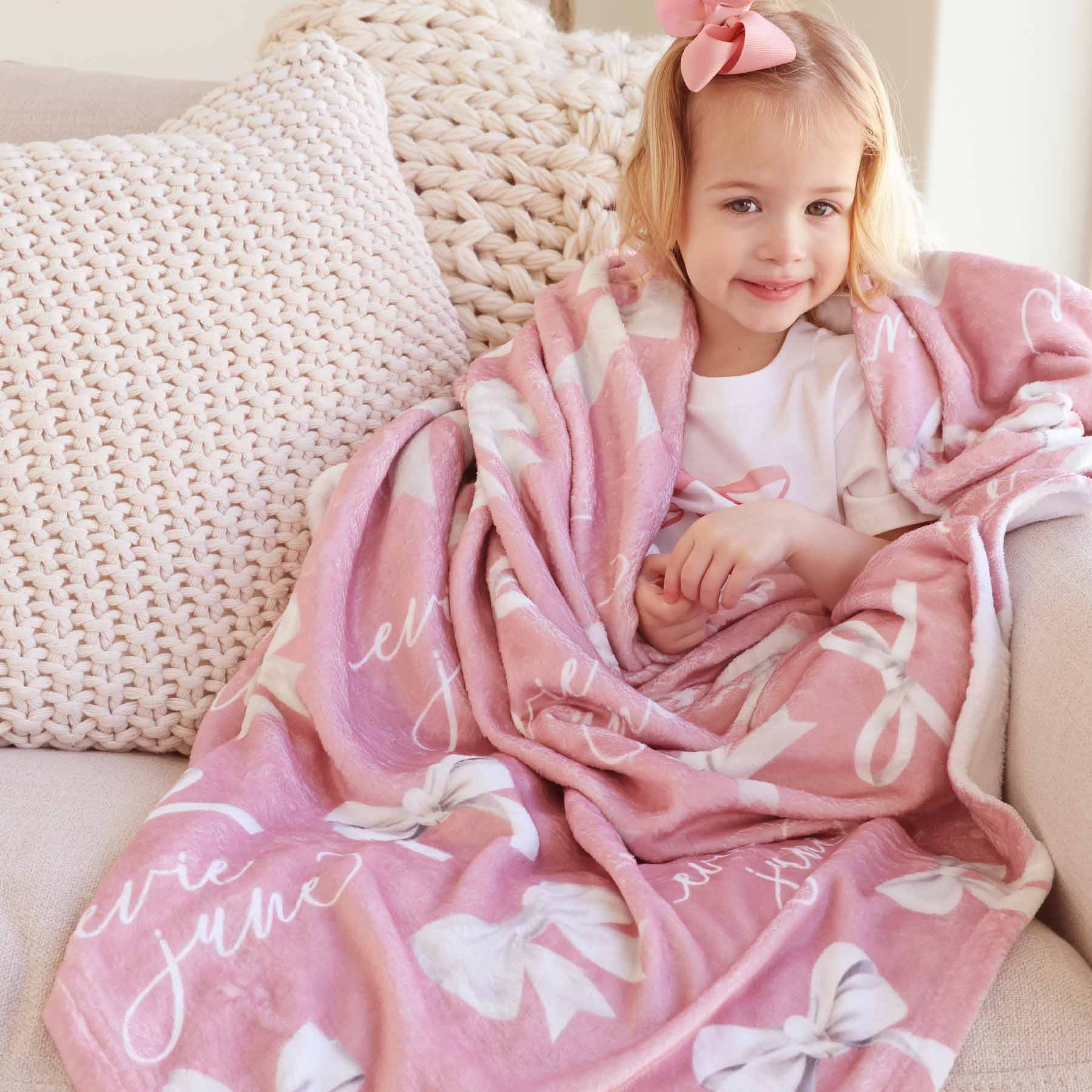 Bow Personalized Kids Blanket - Image 6