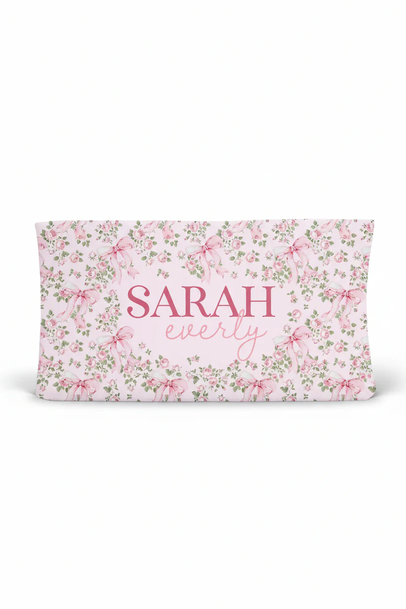 Bows in Bloom Personalized Changing Pad Cover