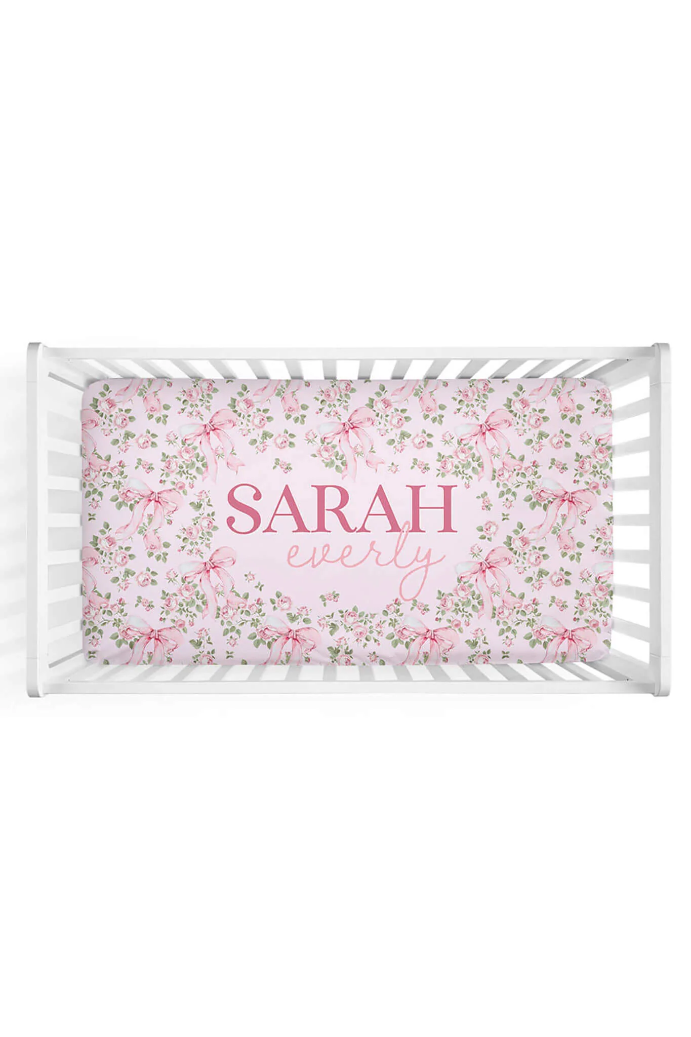 Bows in Bloom Personalized Crib Sheet