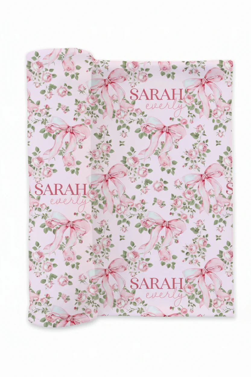 Bows in Bloom Personalized Swaddle Blanket