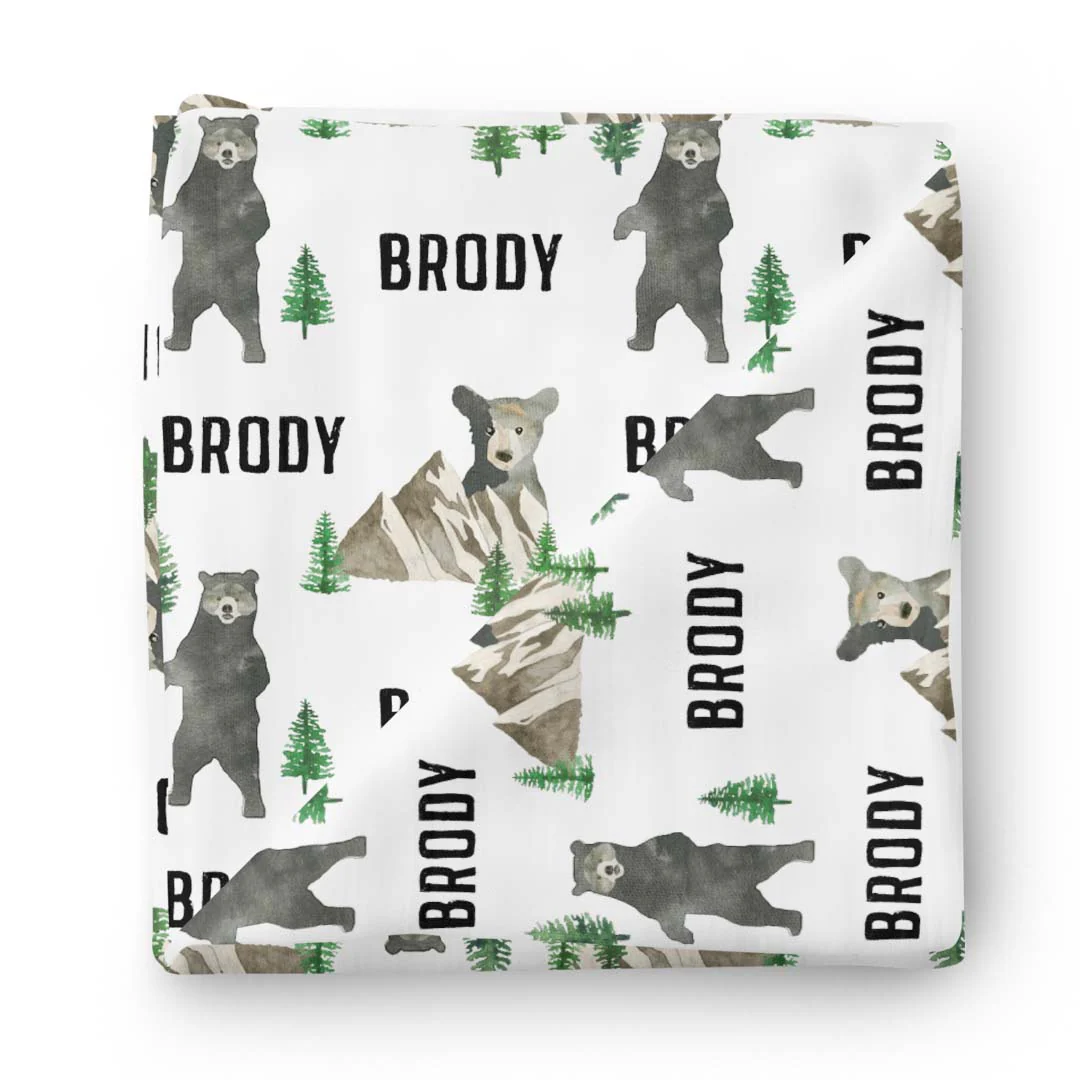 Brody's Bear Personalized Baby Name Swaddle Blanket - Image 2