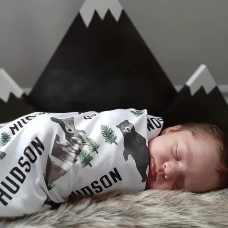 Brody's Bear Personalized Baby Name Swaddle Blanket - Image 8