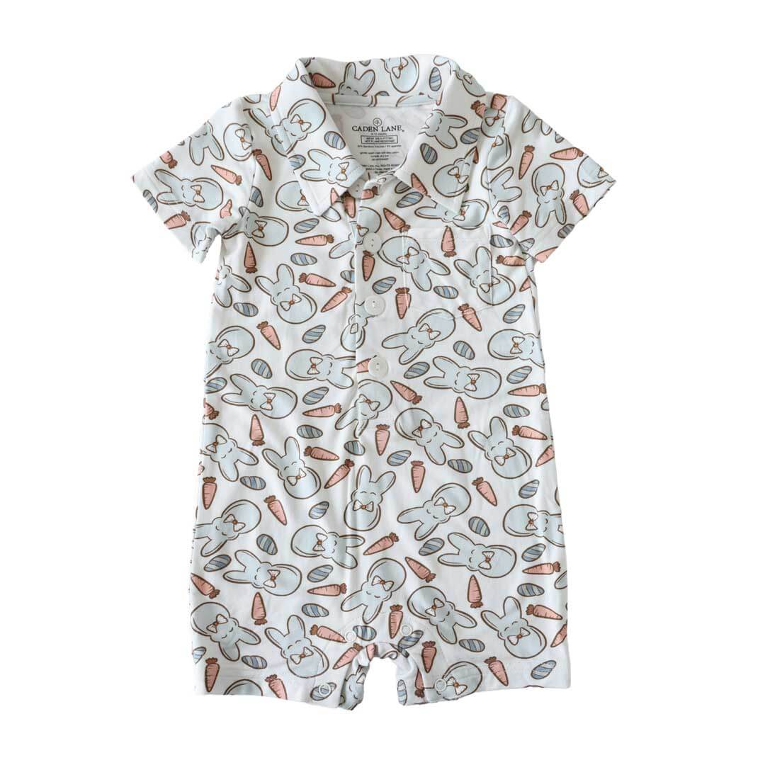 Bunny Love Button Romper | Blue - Image 2