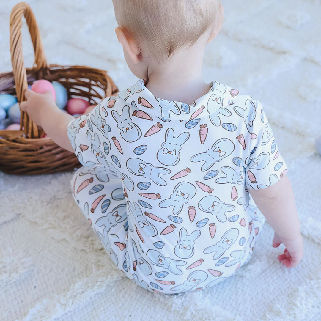 Bunny Love Button Romper | Blue - Image 5