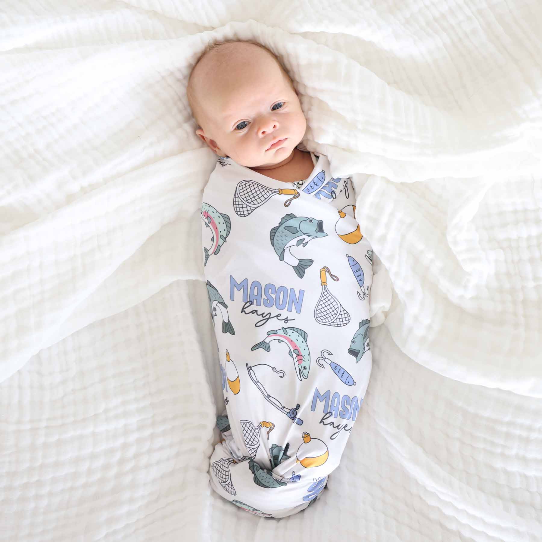 Catch of the Day Personalized Swaddle Blanket - Image 5