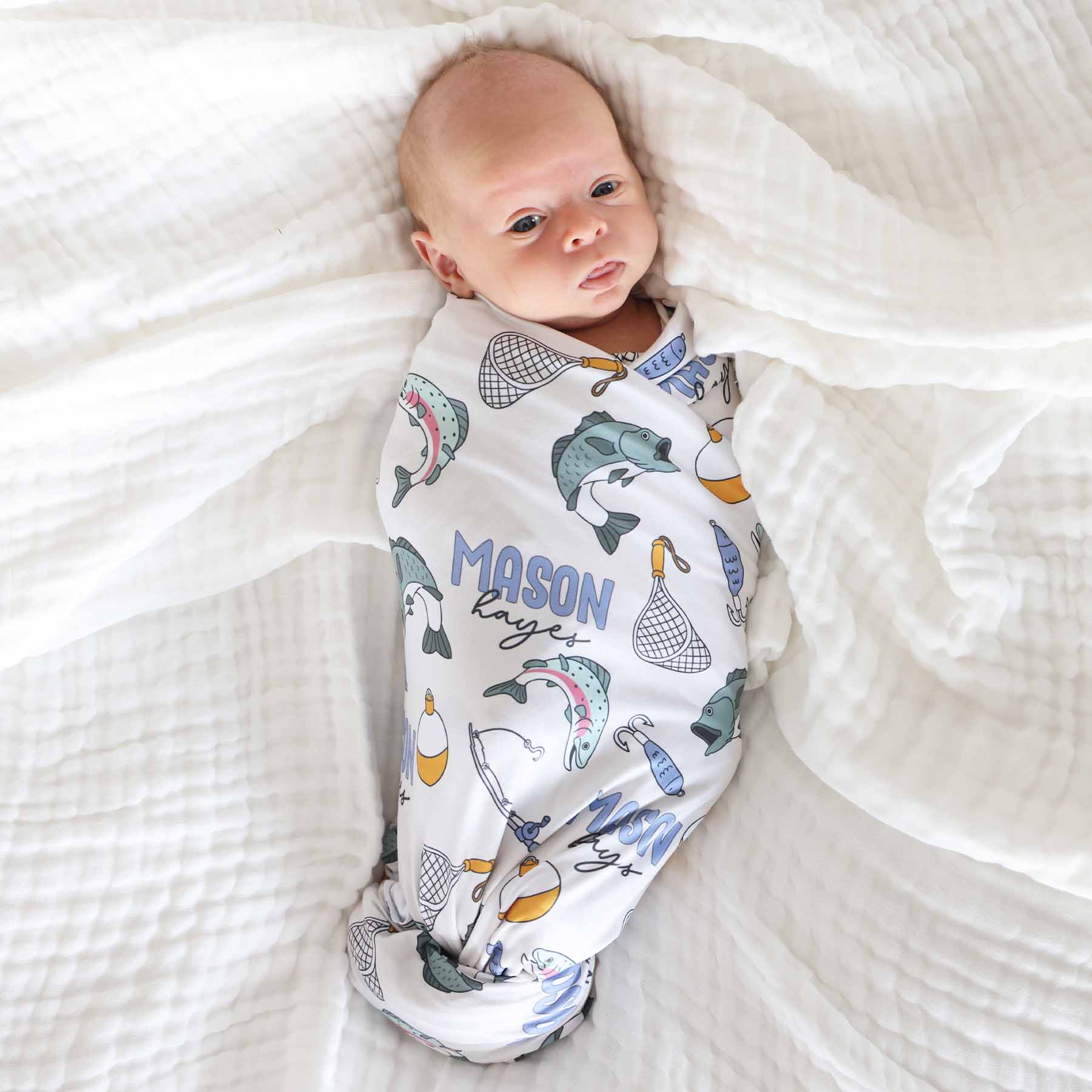 Catch of the Day Personalized Swaddle Blanket - Image 6