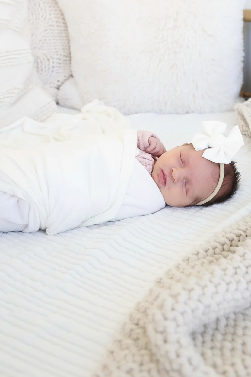 Cloud White Bamboo Waffle Oversized Swaddle Blanket